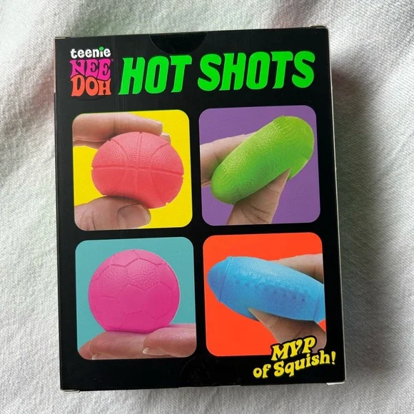 teenie NEE DOH Hot Shots 4 Pack Schylling Neon Squish Ball Set Viral Fidget - Picture 2 of 3
